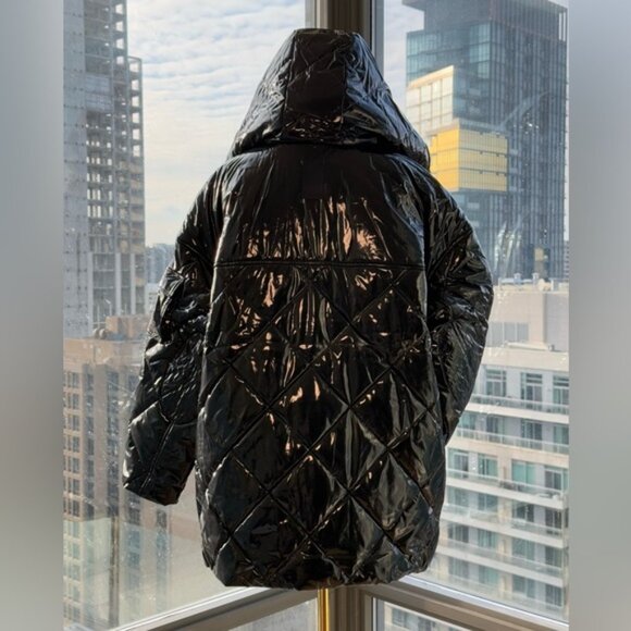 🆕 ALO YOGA 🧿 NWOT Snomoto Puffer Jacket, Black Patent Finish - Sz L / US 12-14 - Picture 12 of 16